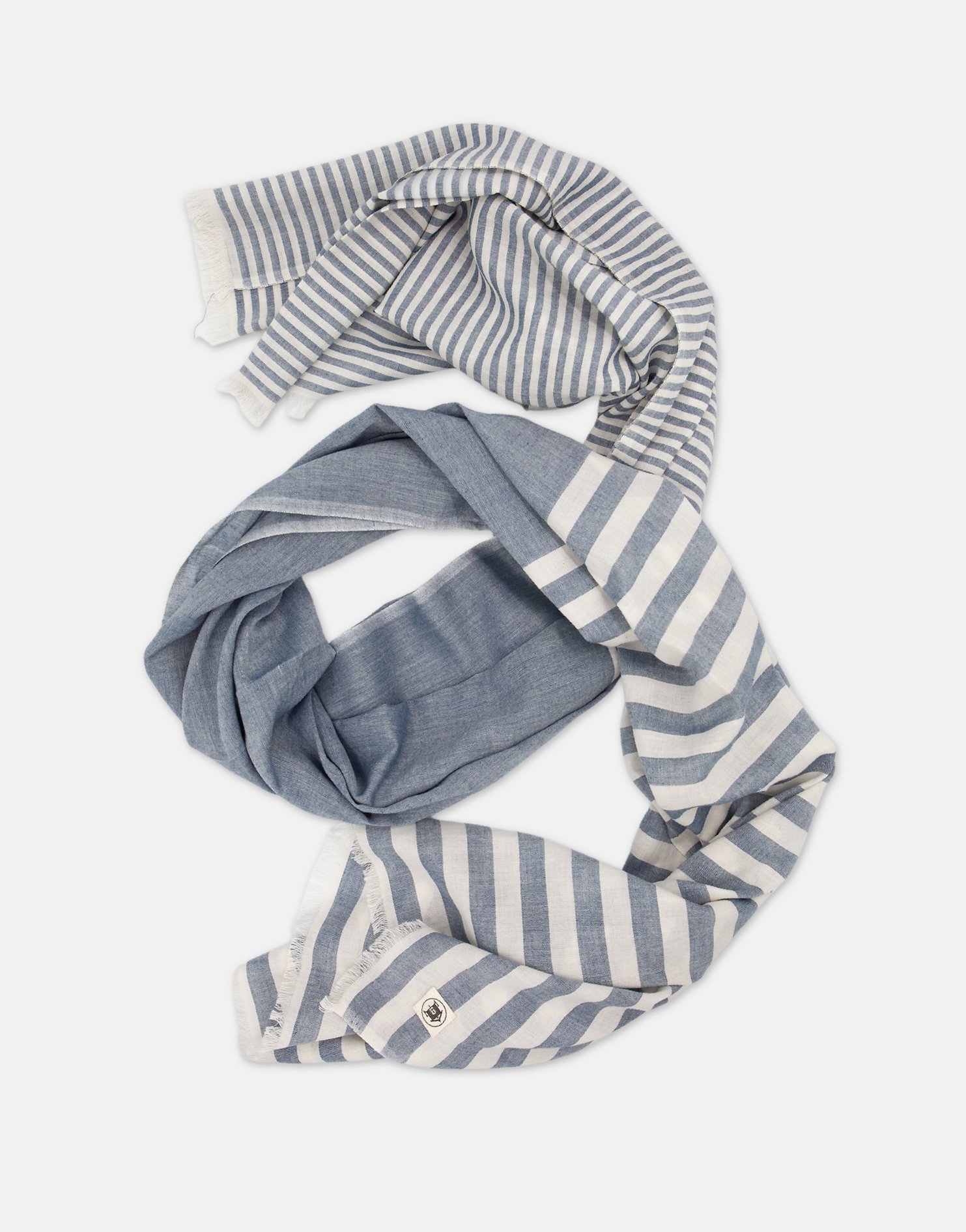 The Sea Shed Nautical Scarf Wide Stripe Denim Blue