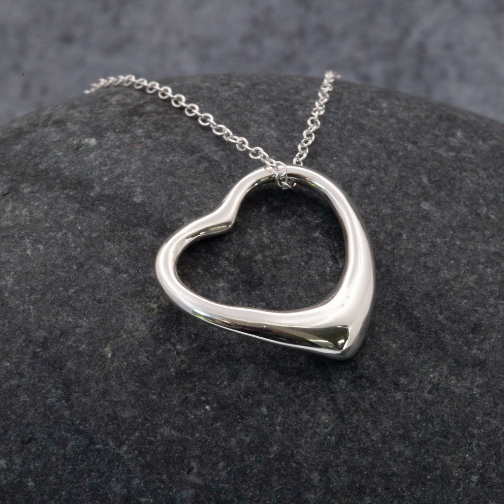 Open Heart Sterling Silver pendant necklace by The Sea Shed