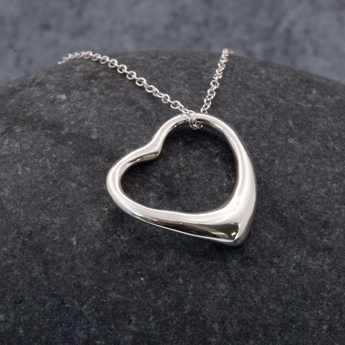 Open Heart Sterling Silver pendant necklace by The Sea Shed