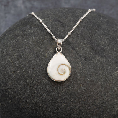 The Sea Shed Sterling Silver & Shiva Shell Pendant with a Satellite Chain