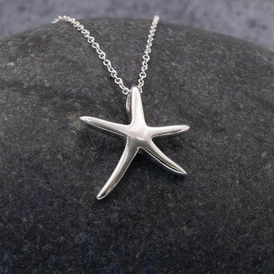 St Ives Starfish Sterling Silver pendant necklace by The Sea Shed Cornwall