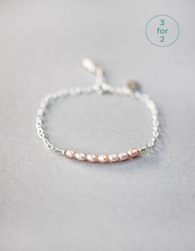 The Sea Shed, Blush Pearl & Sterling Silver, Bracelet and Gift Box, Aqua Beach, Beach Jewellery