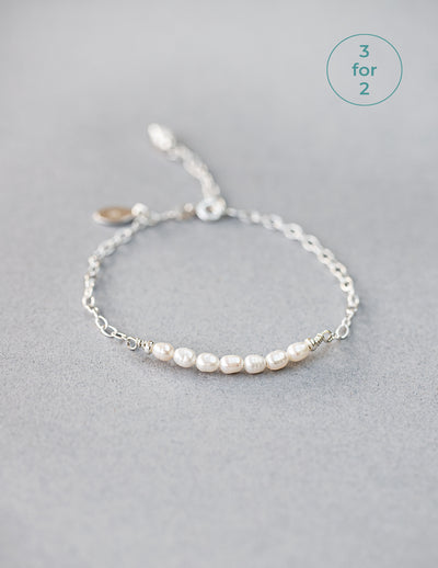 The Sea Shed, Pearl & Sterling Silver, Bracelet and Gift Box, Aqua Beach, Beach Jewellery